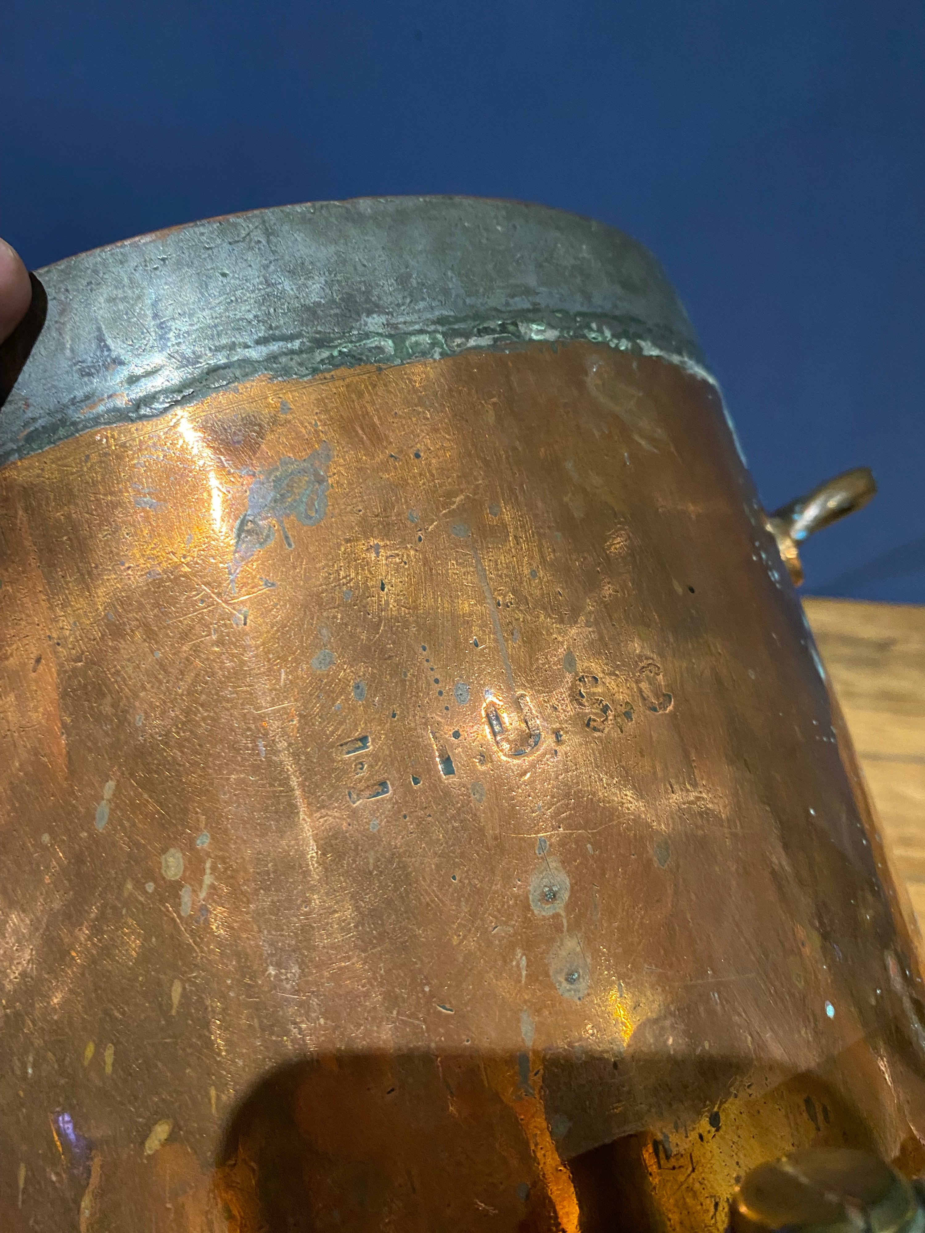 Large Heavy Antique Copper Water Urn , E.I.U.S.C. Stamped In It.