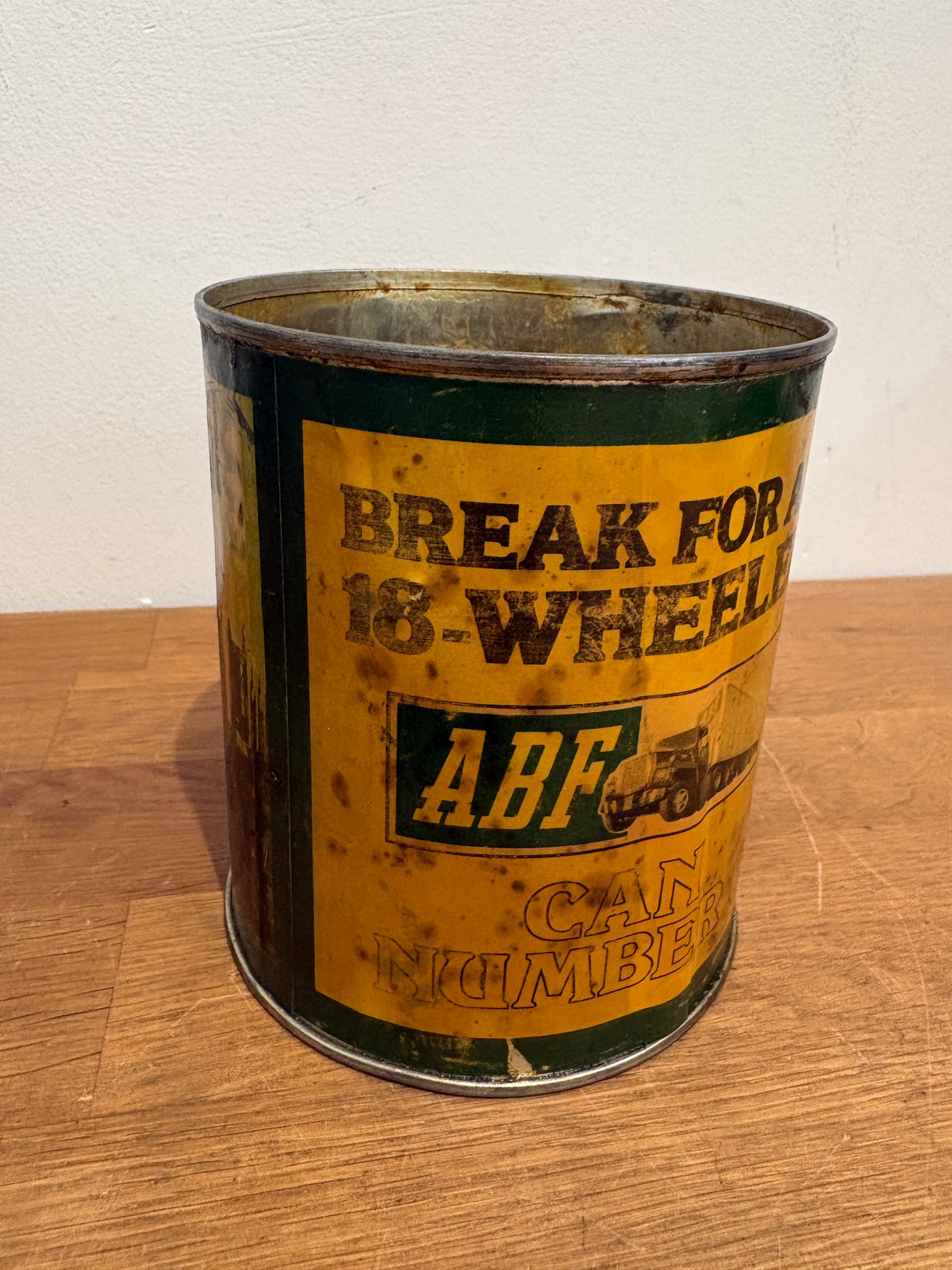 Vintage ABF Freight Trucking Tin Can No 6 Ford 18 Wheeler
