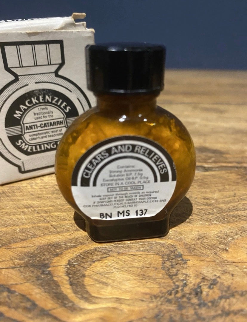 Vintage Mackenzies Smelling Salts Bottle And Box