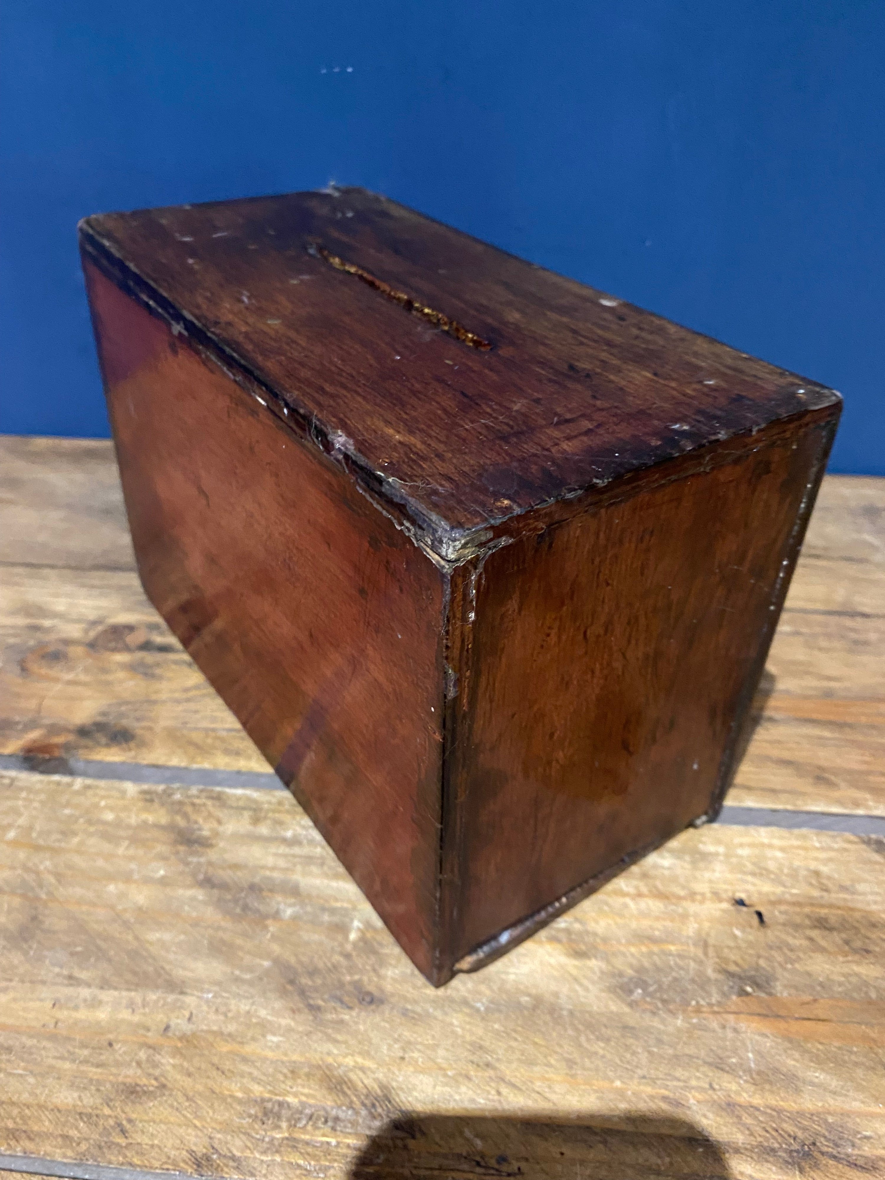 Vintage Wooden Congregations Box / Contributions Box / Alms Box