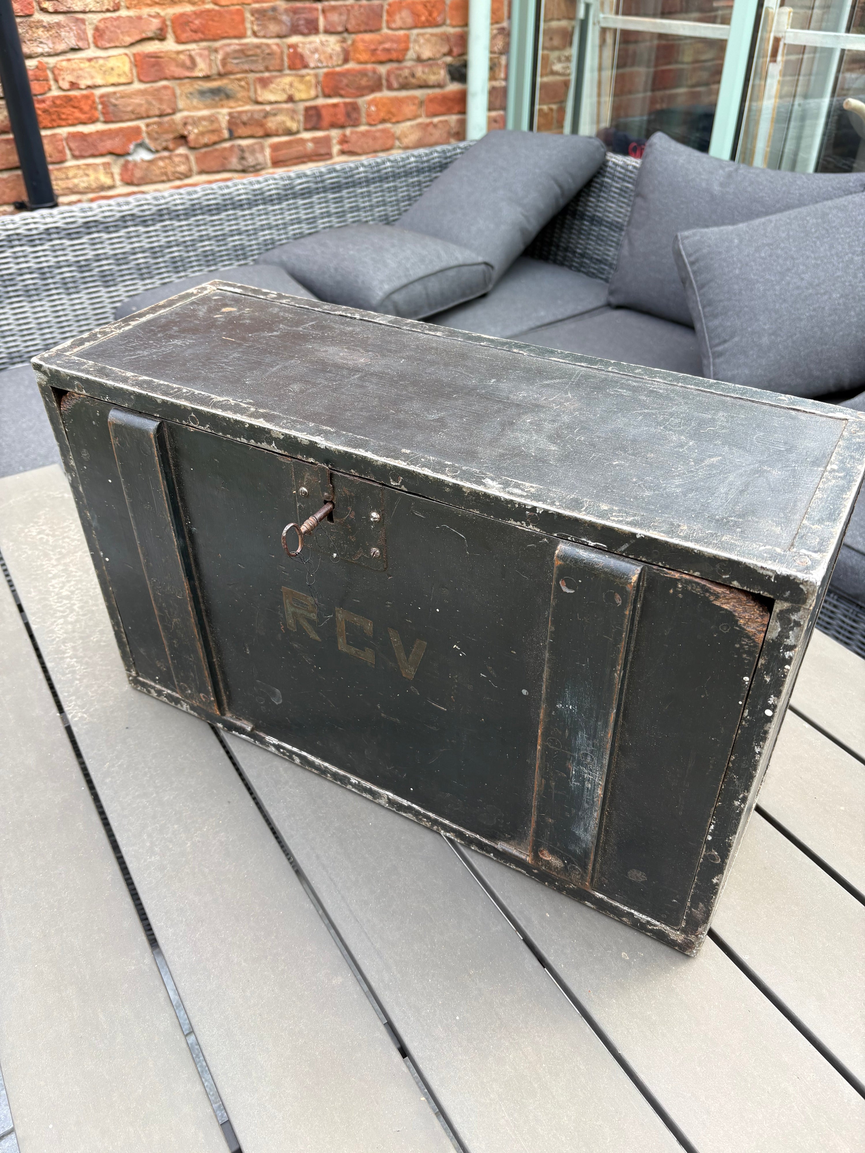 Vintage Wooden Toolbox/ Tool Chest. Metal Edges
