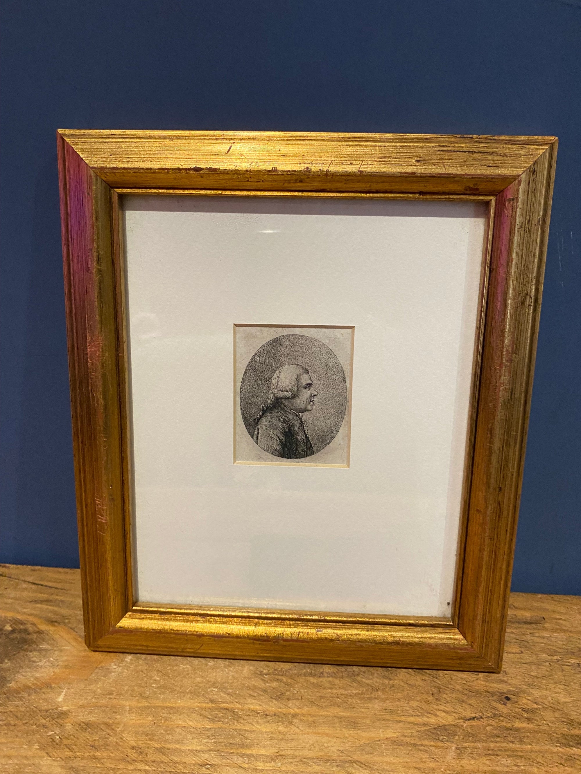 Antique Early Miniature Pencil Portrait Print