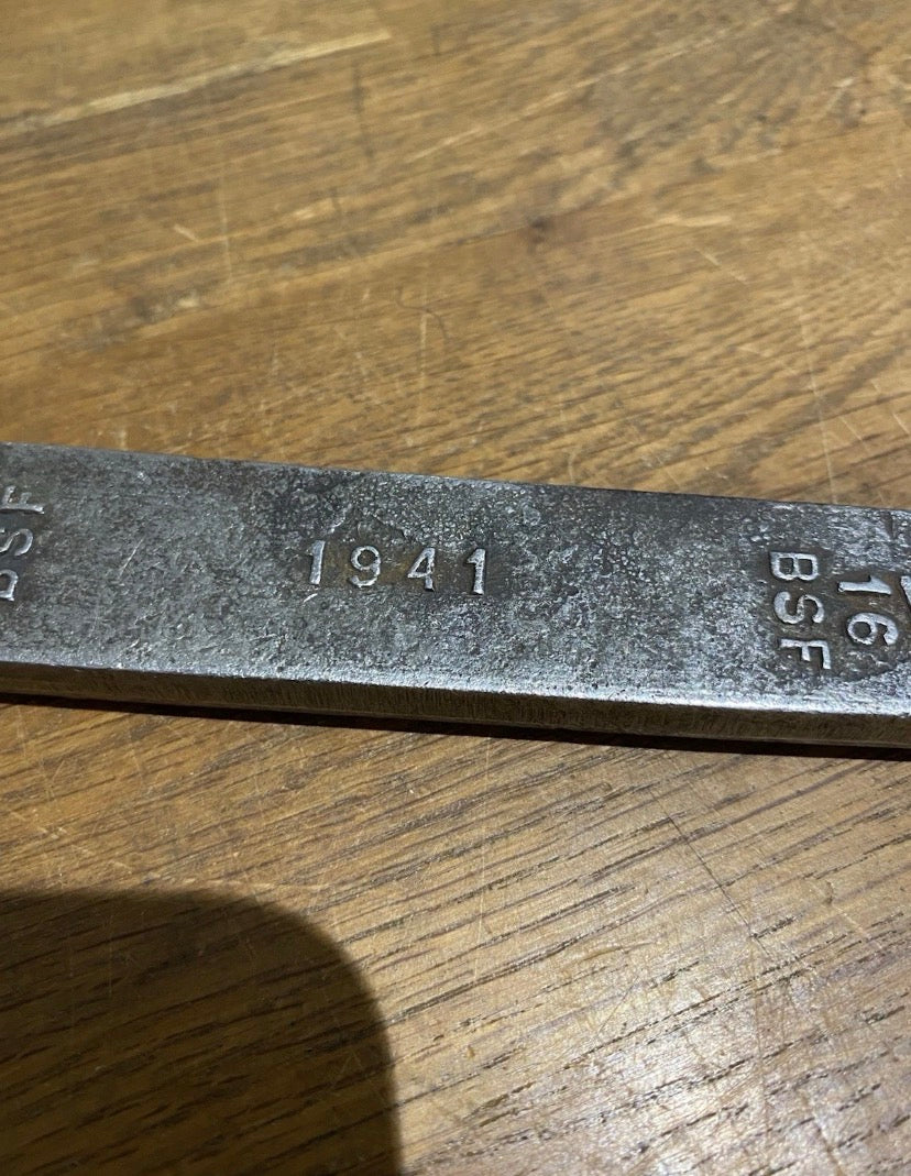 Vintage 1941 Air Ministry Spanner, 3/4 Bsw,7/8 Bsf + 5/8 Bsw, 11/16 Bsf.