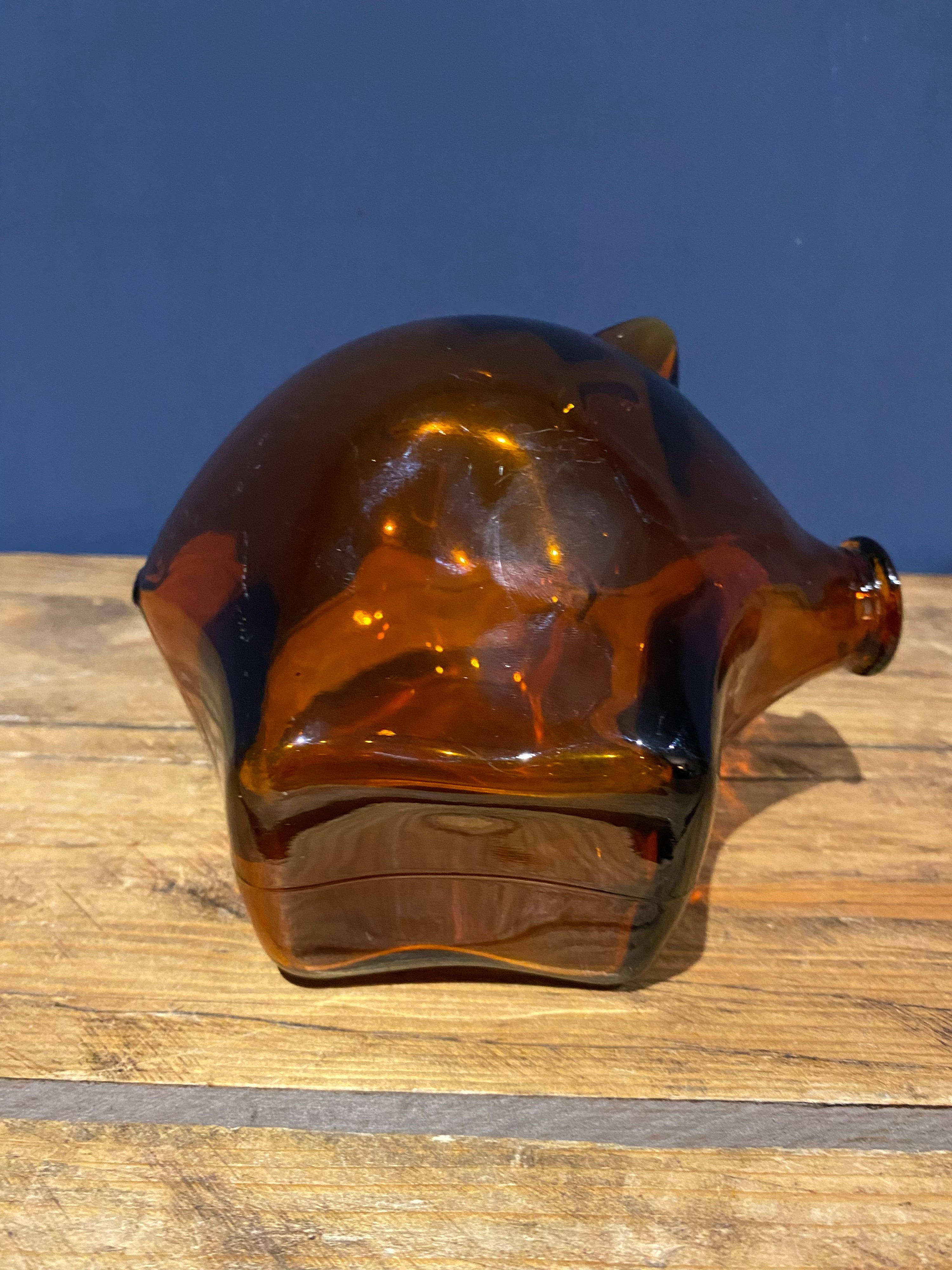 60’s Amber Glass Piggy Bank / Money Box