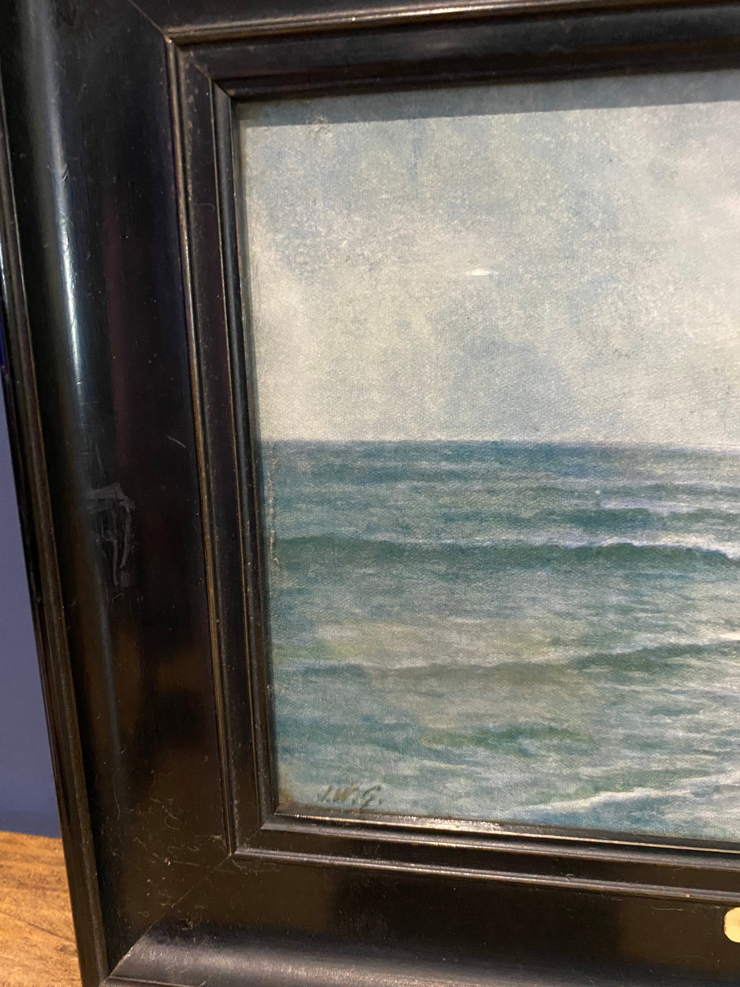 Antique/ Vintage, Shoreline Print , Old Frame . Titled Silver Eve , Signed J.W.G