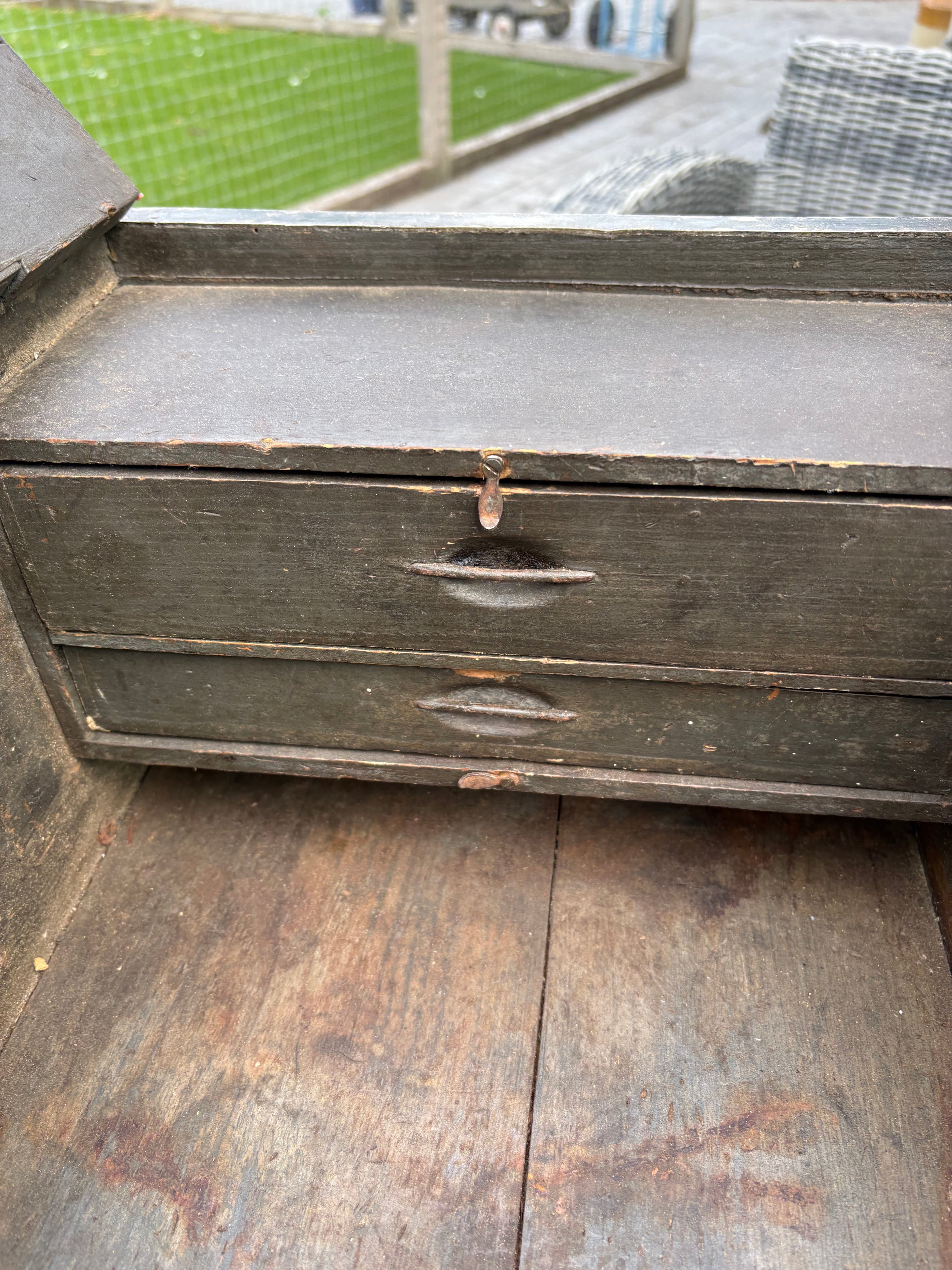 Vintage Wooden Toolbox/ Tool Chest. Metal Edges
