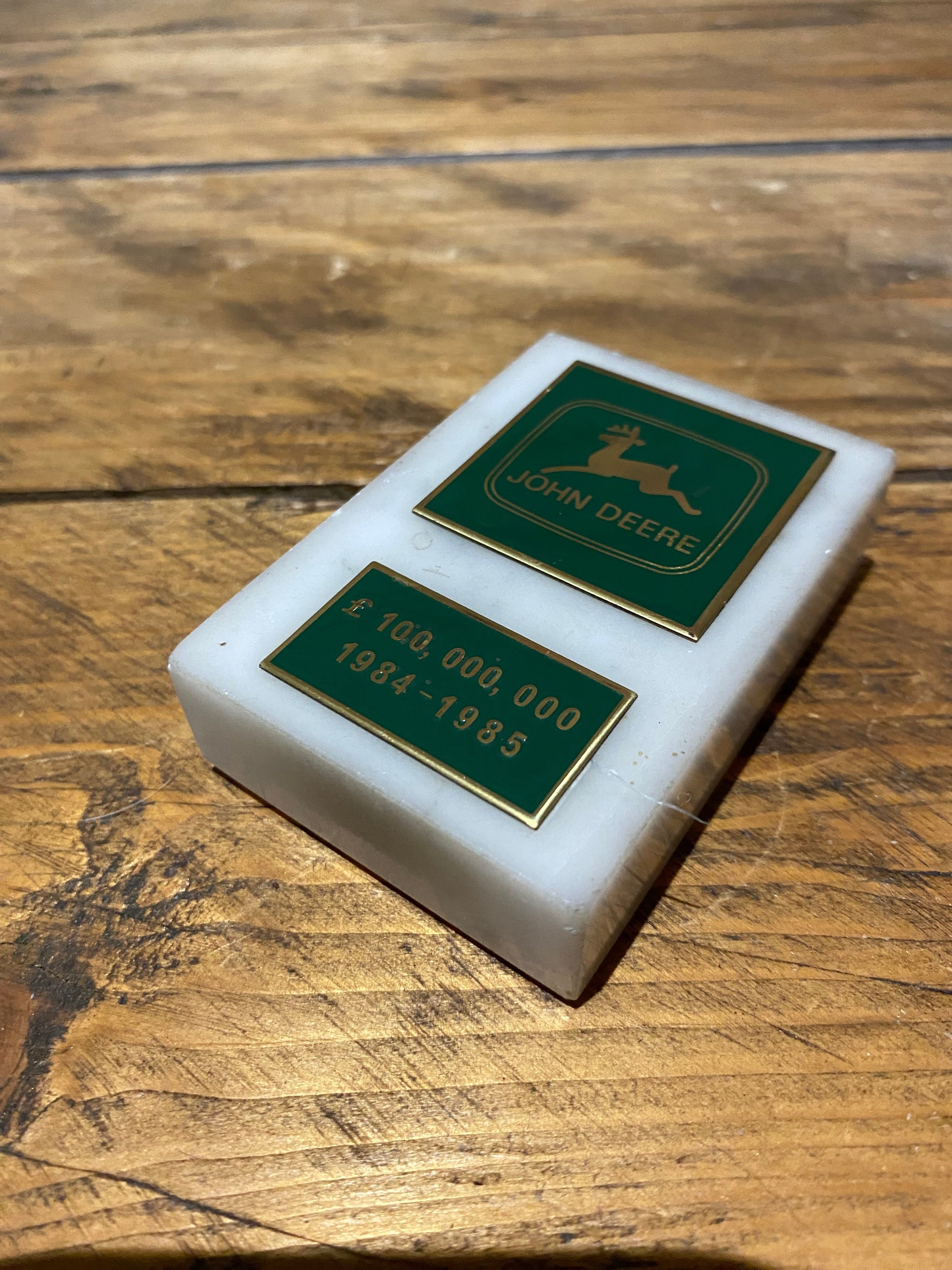 John Deere Marble Paperweight 1985 buy now with free postage at Wilson Fox Antiques