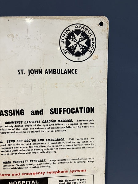 St. John Ambulance Emergency Resuscitation 1950s Sign