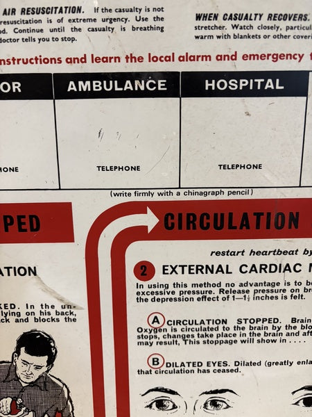 St. John Ambulance Emergency Resuscitation 1950s Sign