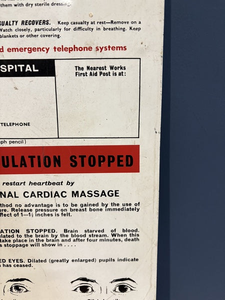 St. John Ambulance Emergency Resuscitation 1950s Sign