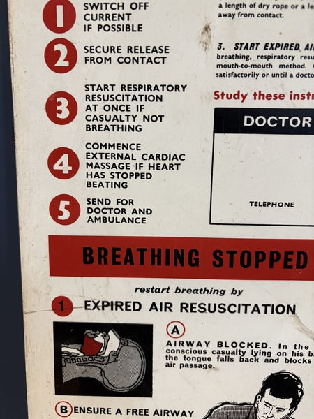 St. John Ambulance Emergency Resuscitation 1950s Sign