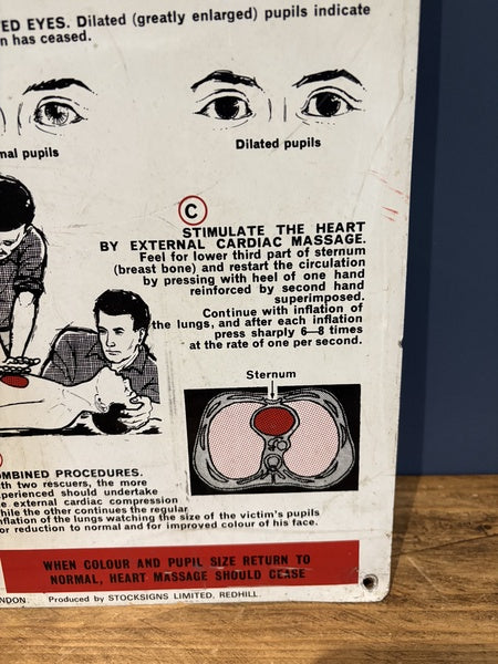 St. John Ambulance Emergency Resuscitation 1950s Sign