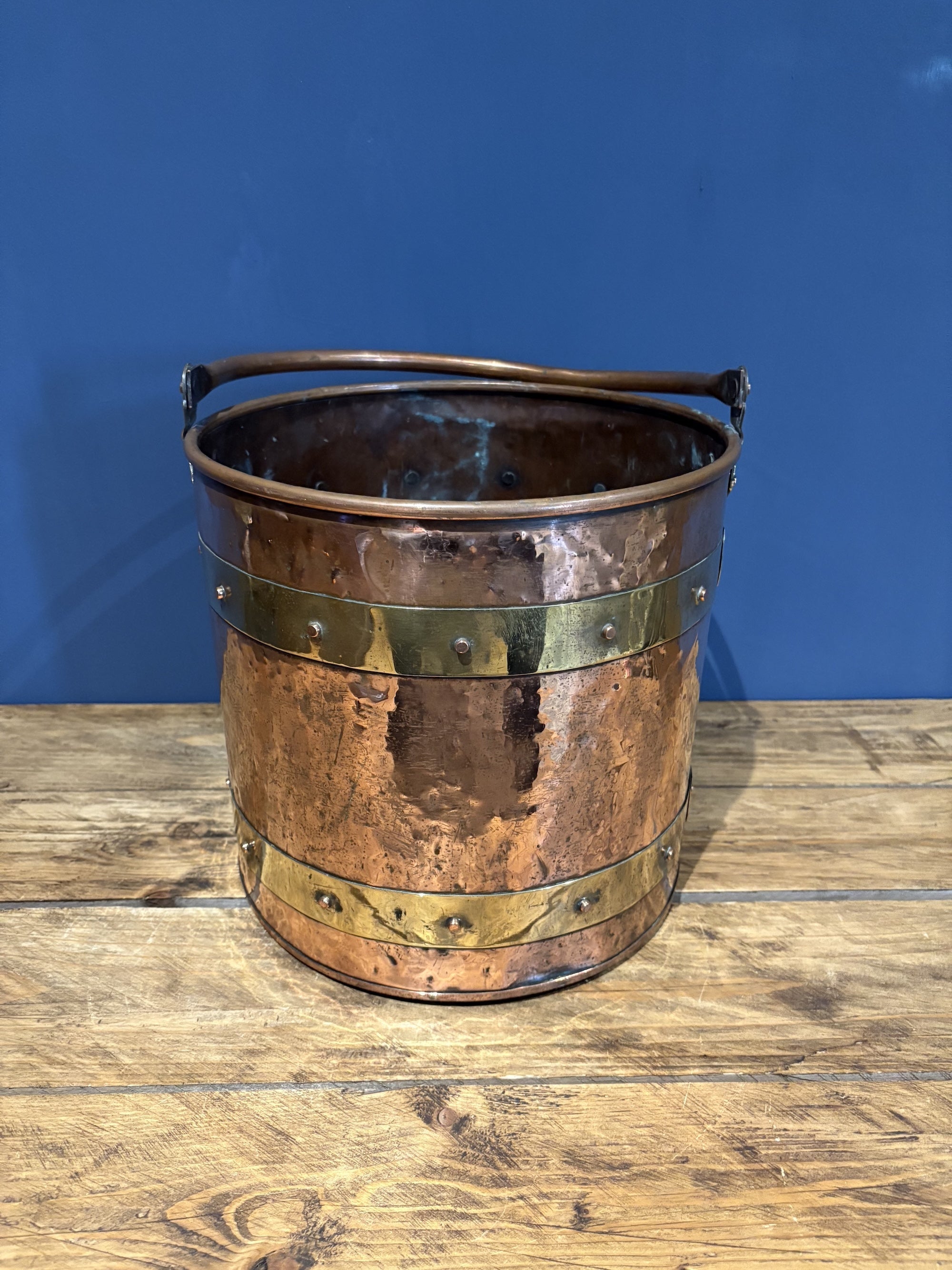 Mid Victorian Copper And Brass Coal Bucket With Handle