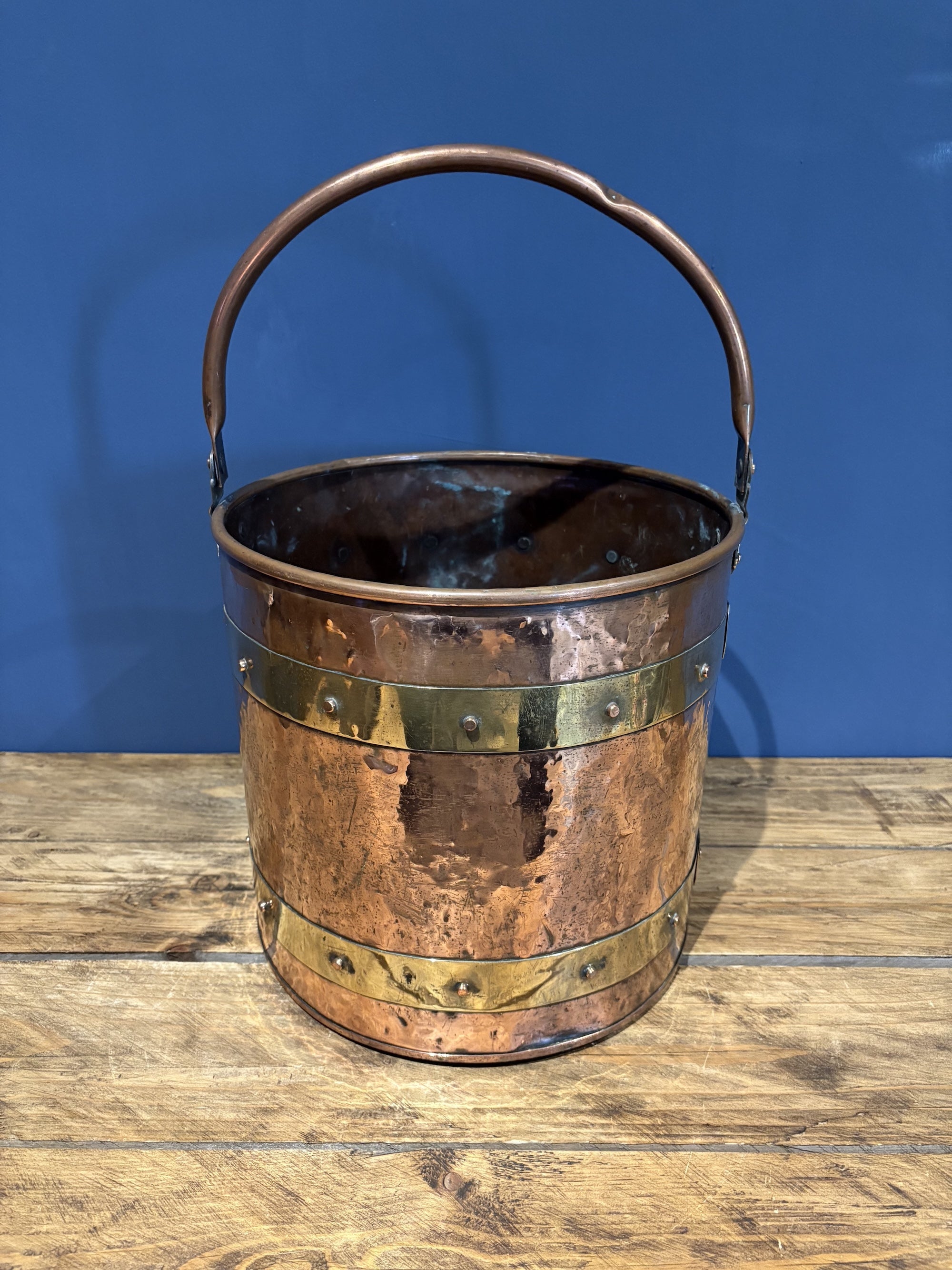 Mid Victorian Copper And Brass Coal Bucket With Handle