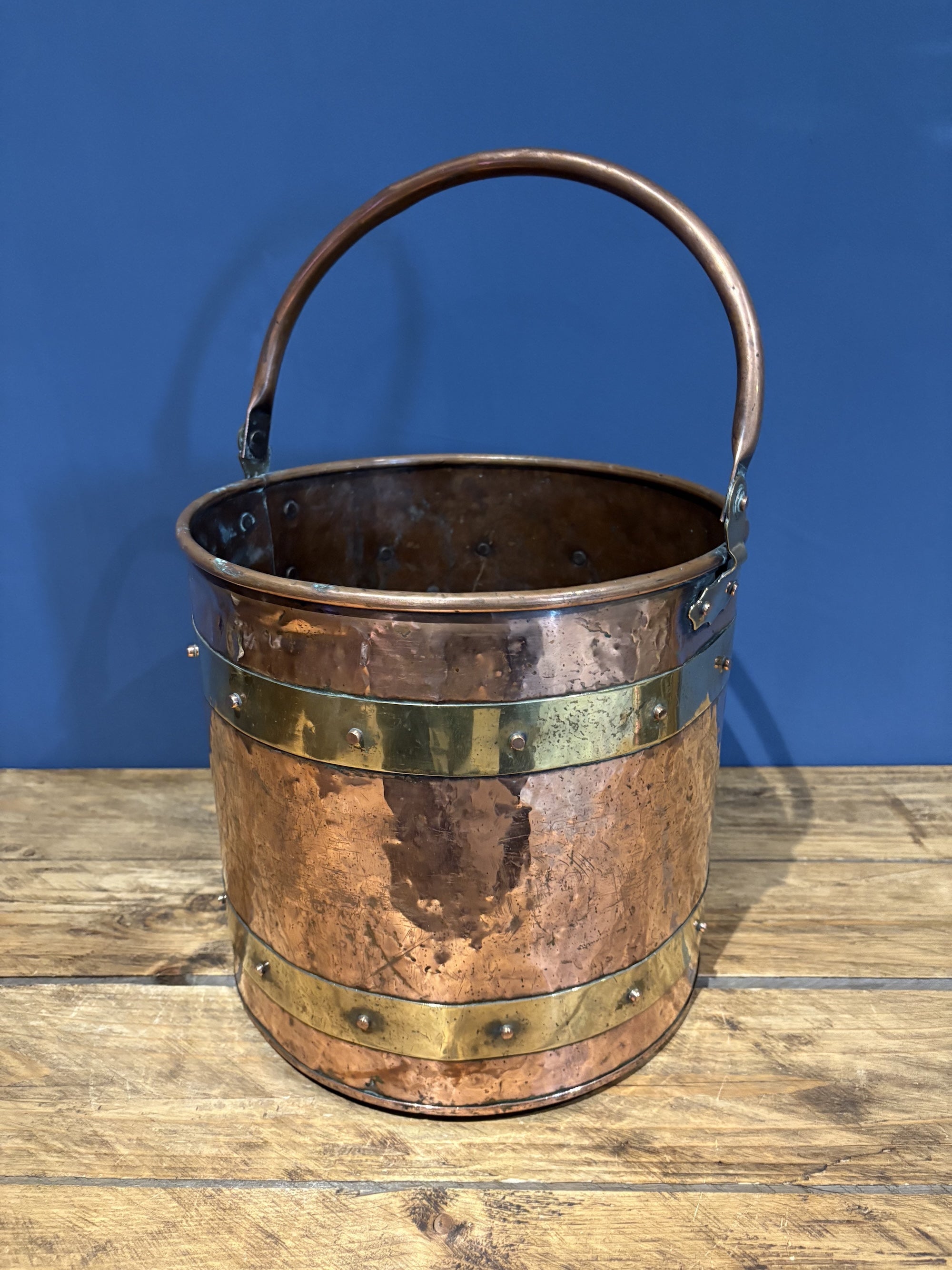 Mid Victorian Copper And Brass Coal Bucket With Handle