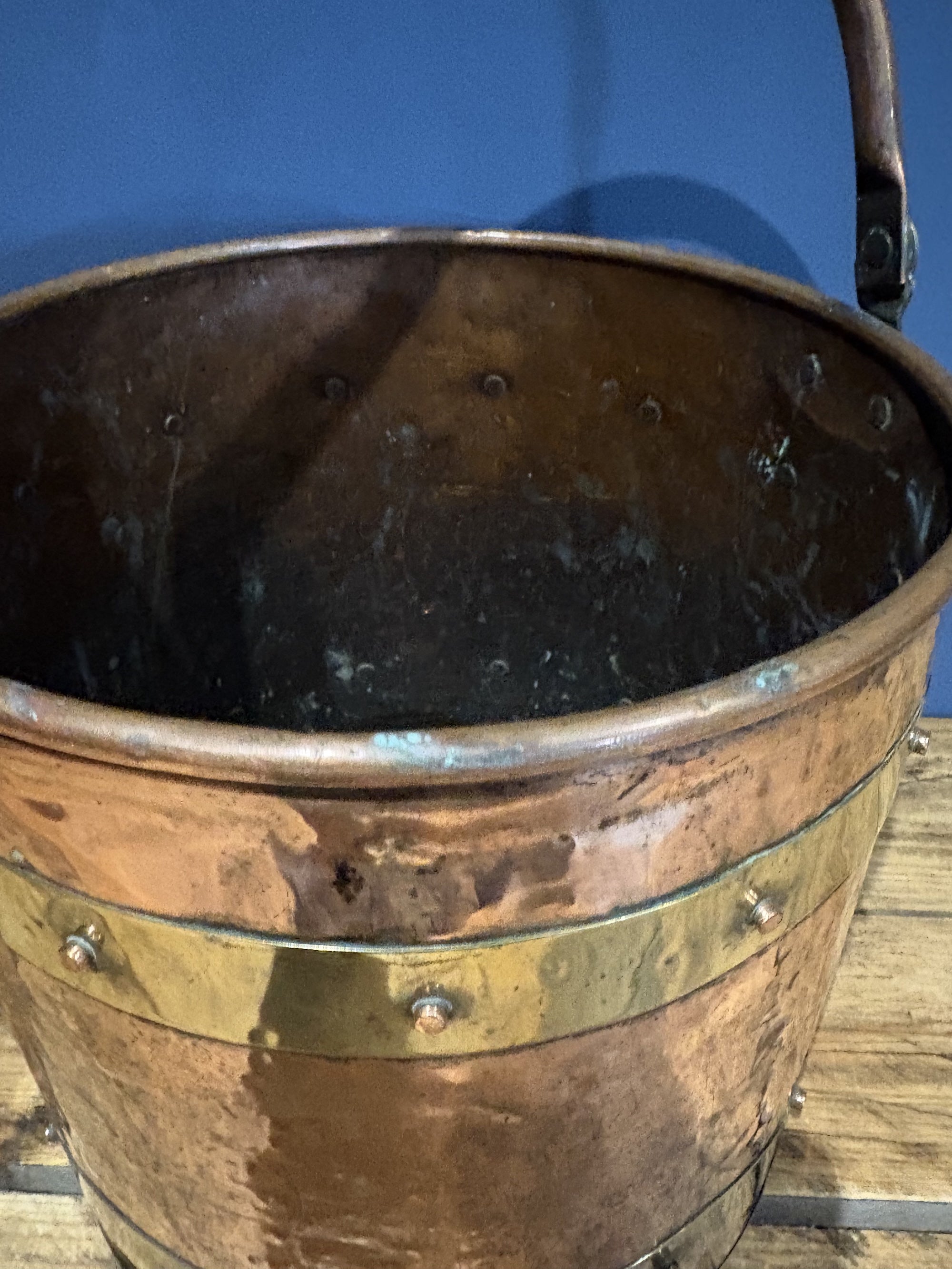Mid Victorian Copper And Brass Coal Bucket With Handle