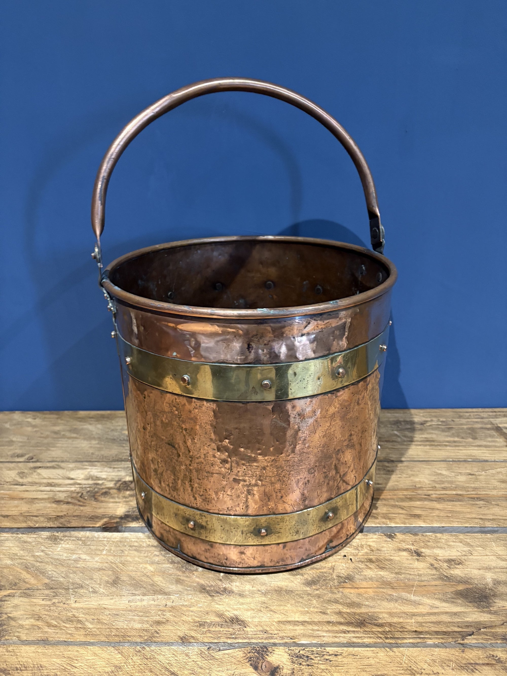 Mid Victorian Copper And Brass Coal Bucket With Handle