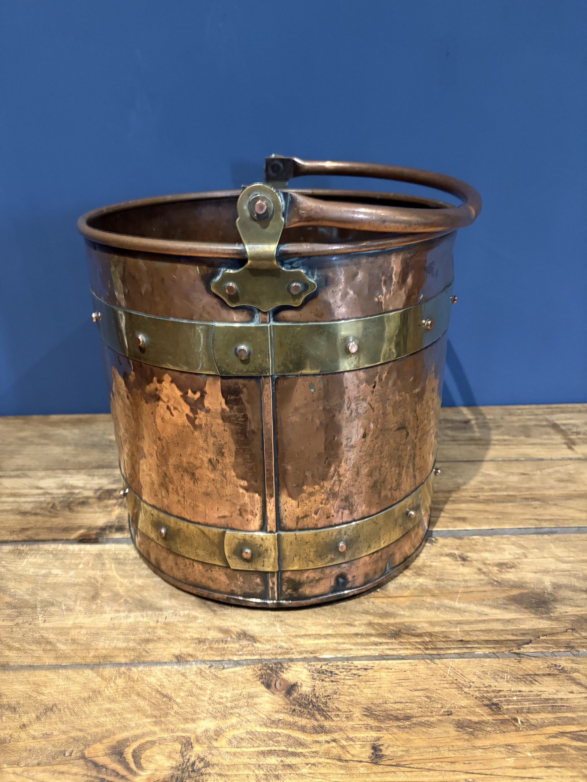Mid Victorian Copper And Brass Coal Bucket With Handle